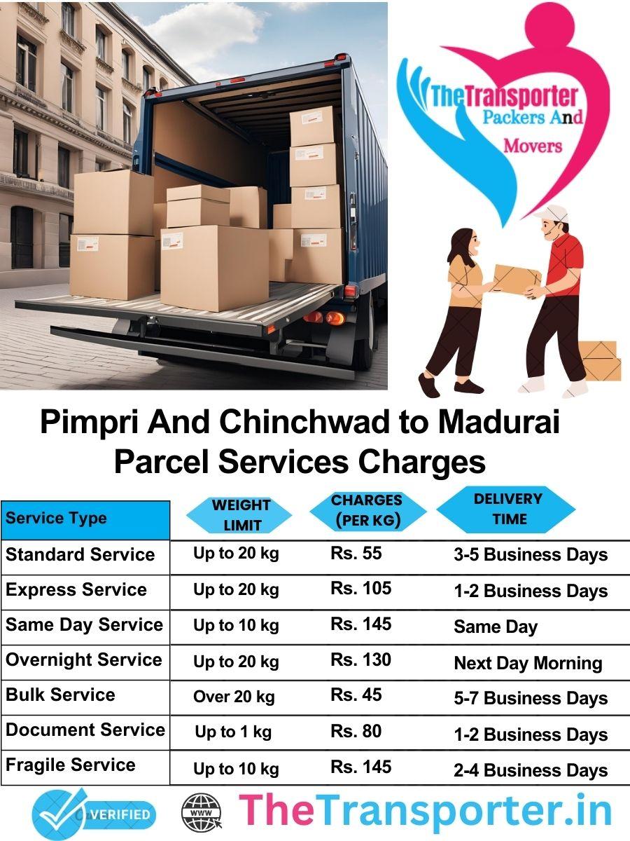 Pimpri and Chinchwad to Madurai parcel delivery charges list