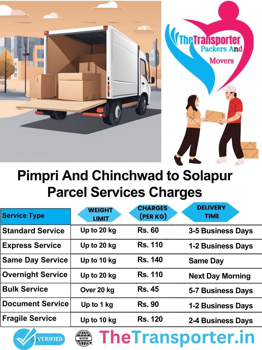 Pimpri and Chinchwad to Solapur parcel delivery charges list