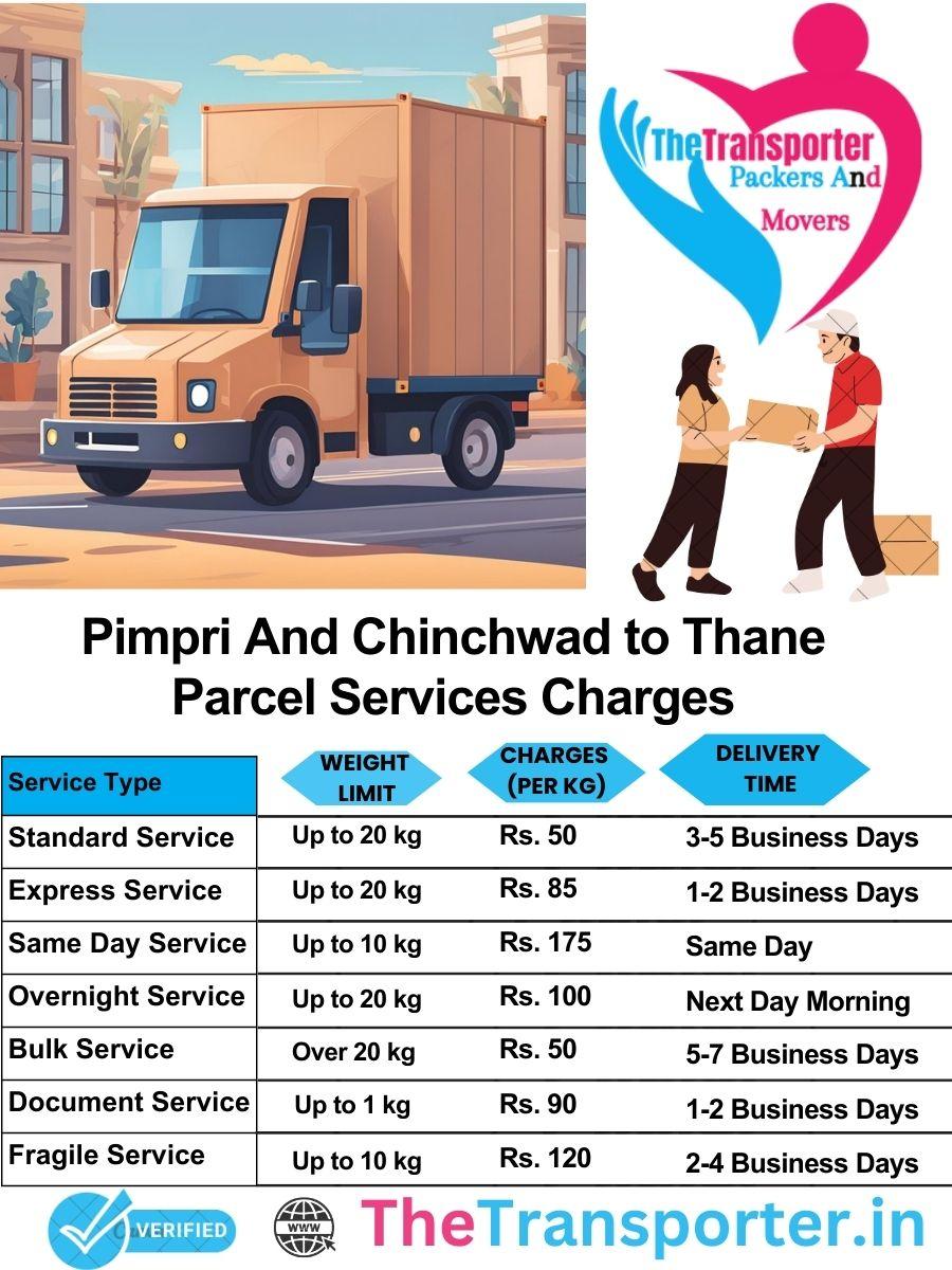 Pimpri and Chinchwad to Thane parcel delivery charges list