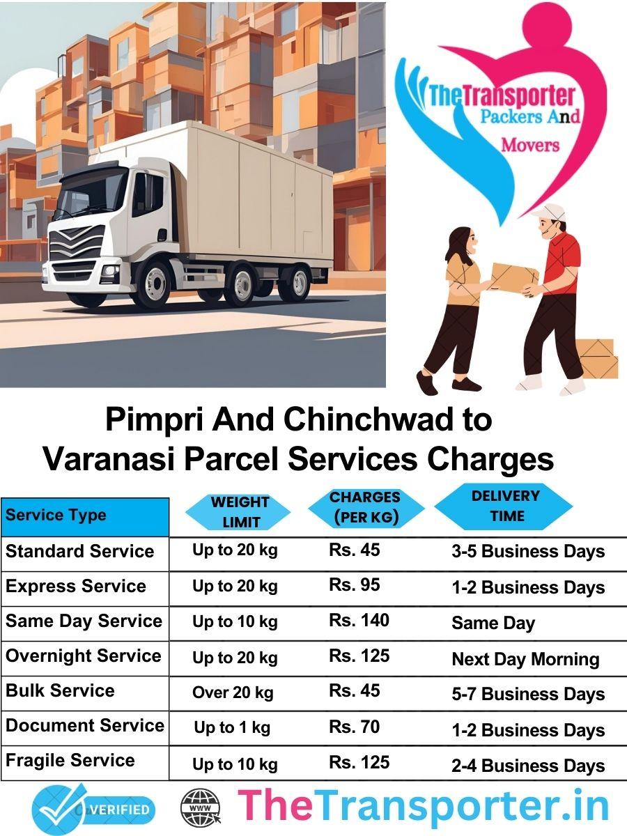 Pimpri and Chinchwad to Varanasi parcel delivery charges list