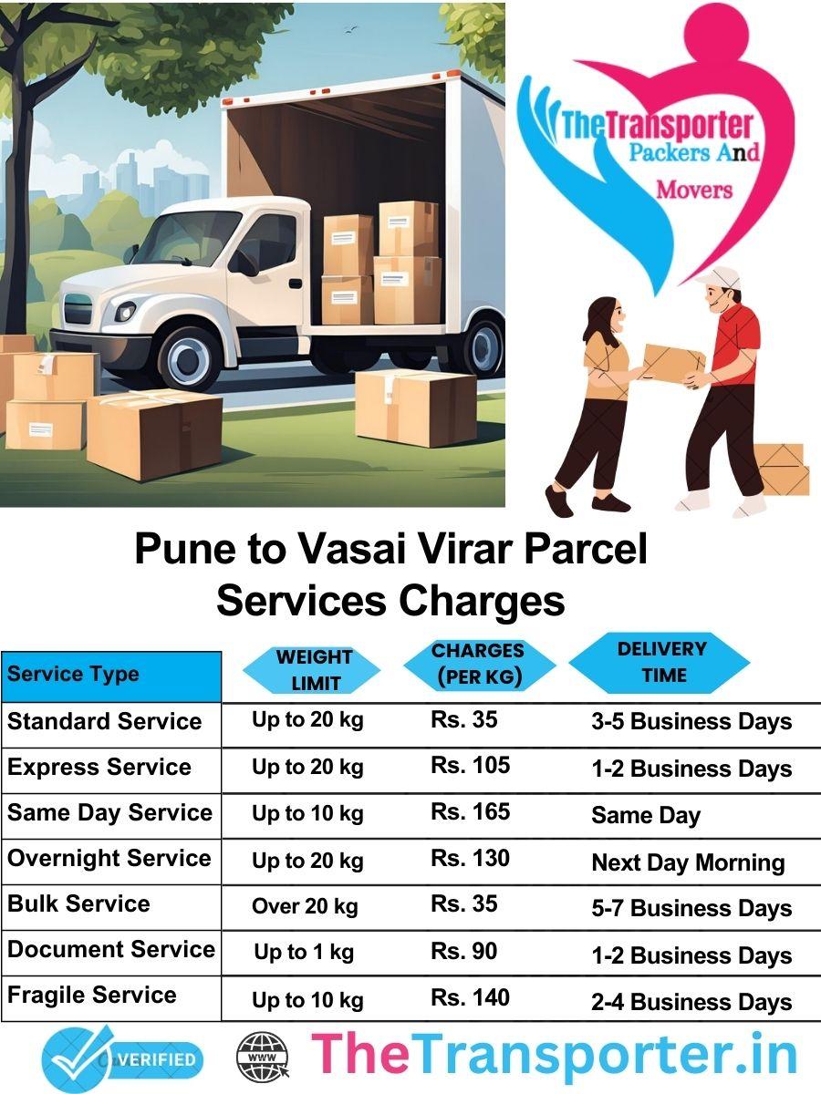 Pune to Vasai-virar parcel delivery charges list