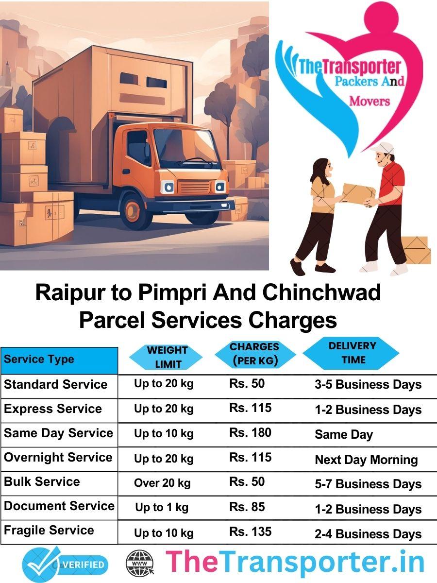 Raipur to Pimpri and chinchwad parcel delivery charges list