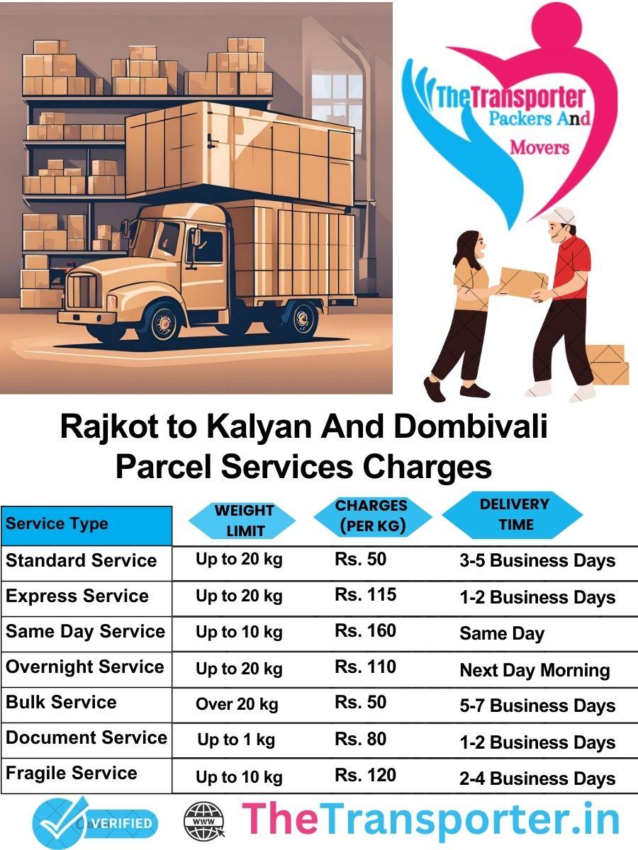 Rajkot to Kalyan and dombivali parcel delivery charges list