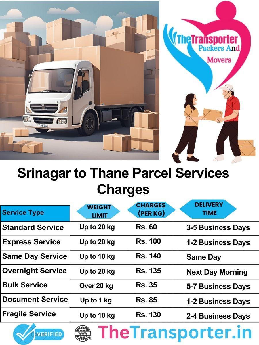 Srinagar to Thane parcel delivery charges list
