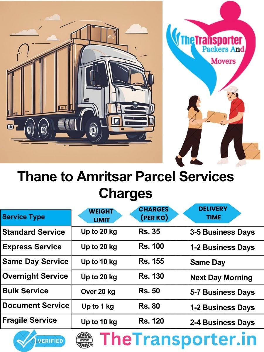 Thane to Amritsar parcel delivery charges list