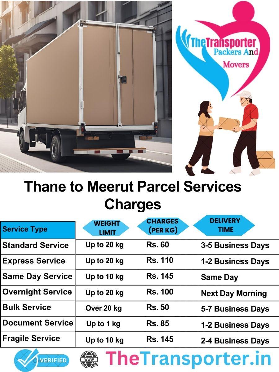 Thane to Meerut parcel delivery charges list