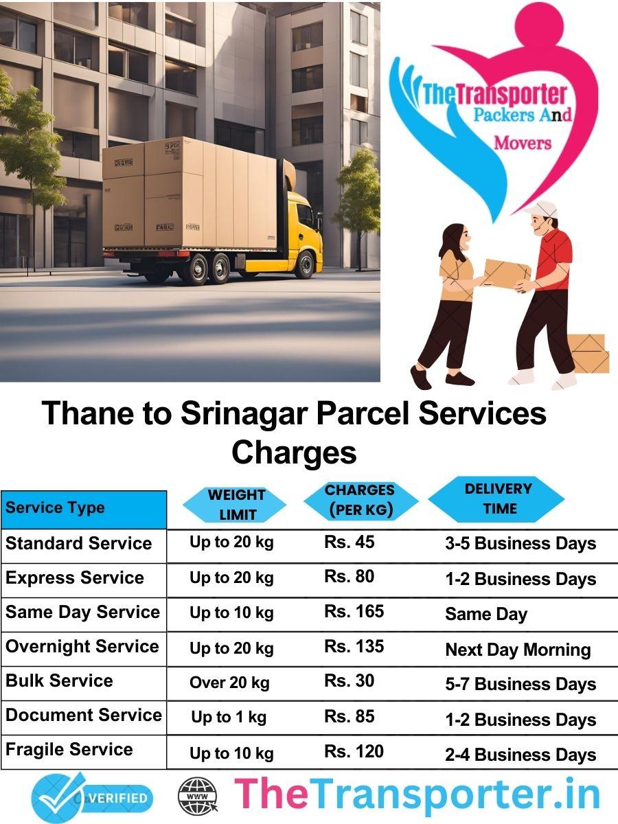 Thane to Srinagar parcel delivery charges list
