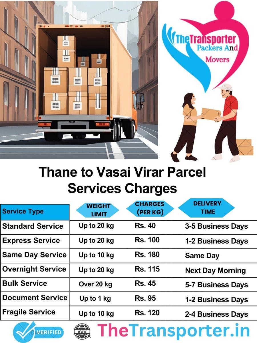 Thane to Vasai-virar parcel delivery charges list