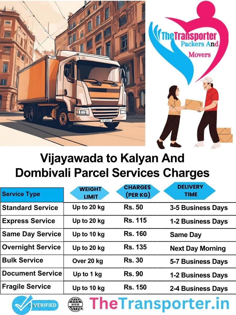 Vijayawada to Kalyan and dombivali parcel delivery charges list
