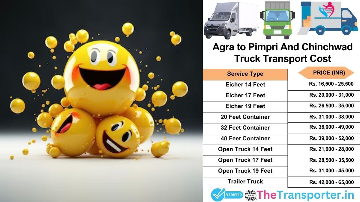 Truck charges list from Agra to Pimpri and chinchwad
