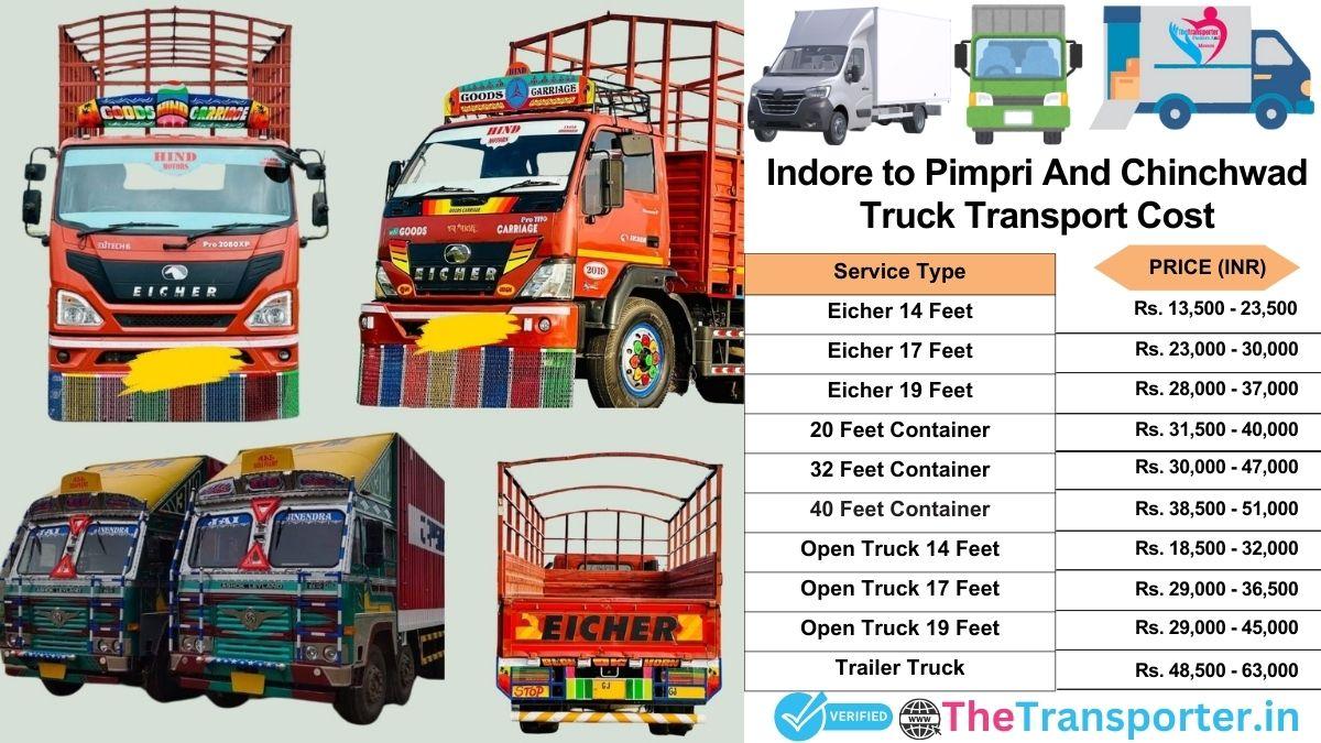 Truck charges list from Indore to Pimpri and chinchwad