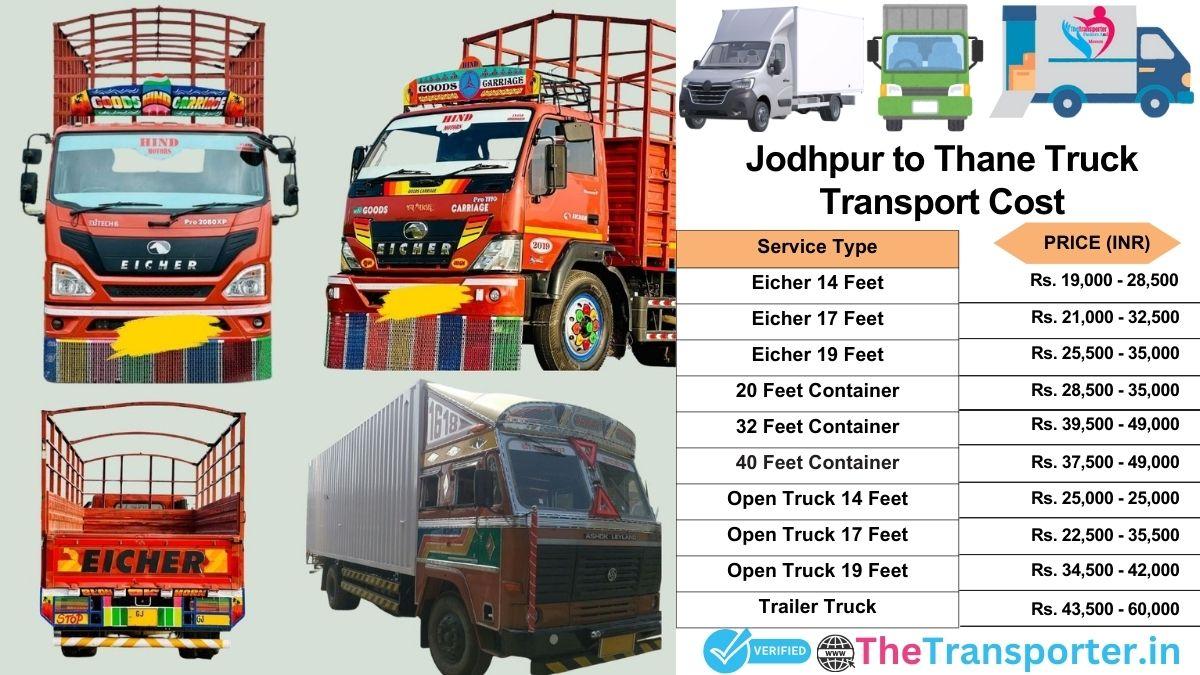 Truck charges list from Jodhpur to Thane