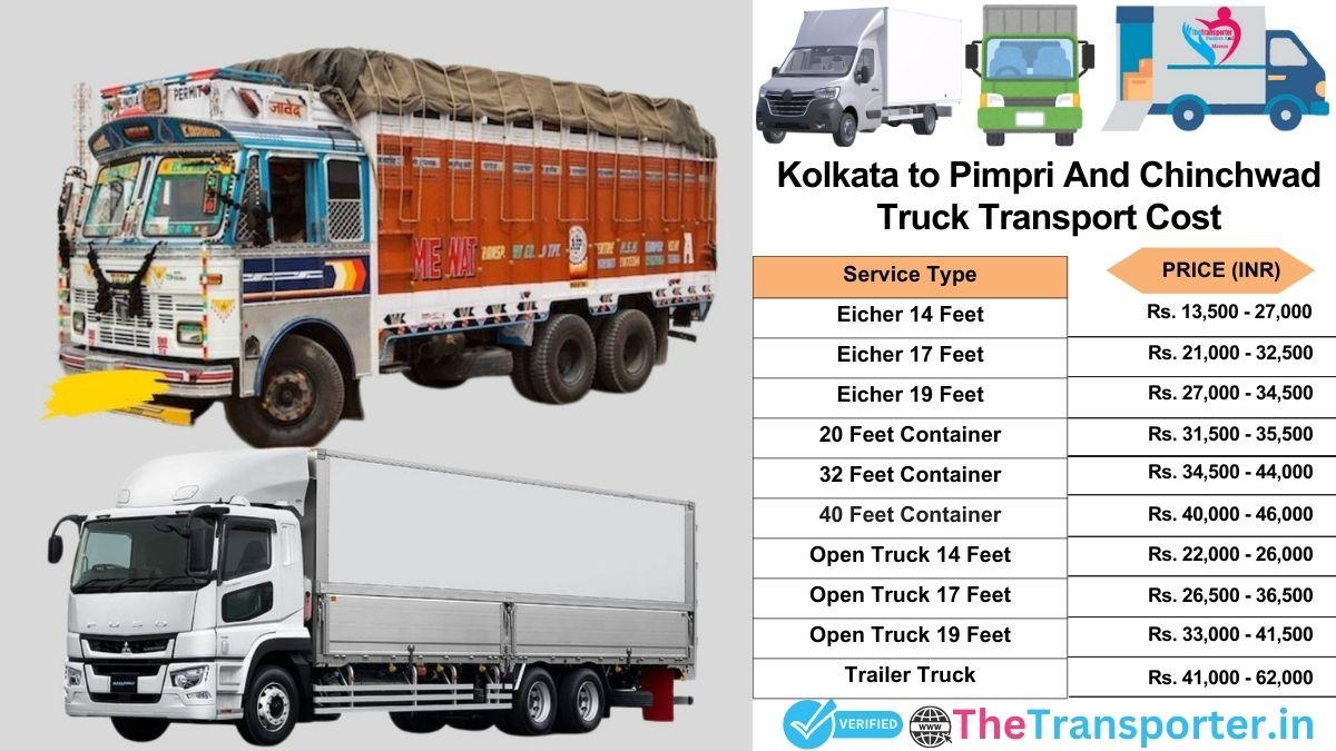 Truck charges list from Kolkata to Pimpri and chinchwad