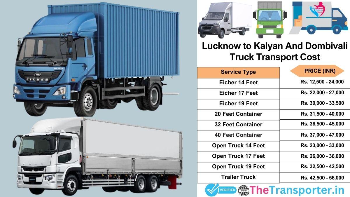 Truck charges list from Lucknow to Kalyan and dombivali