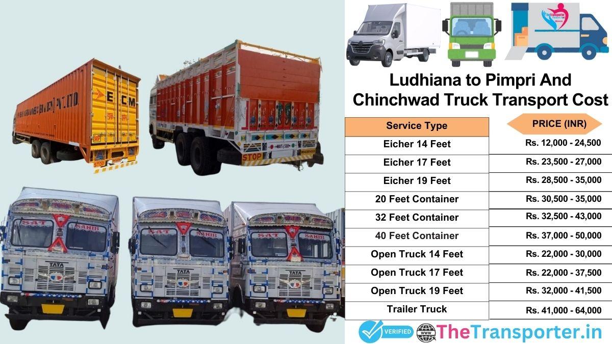 Truck charges list from Ludhiana to Pimpri and chinchwad