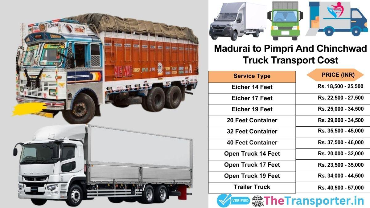 Truck charges list from Madurai to Pimpri and chinchwad