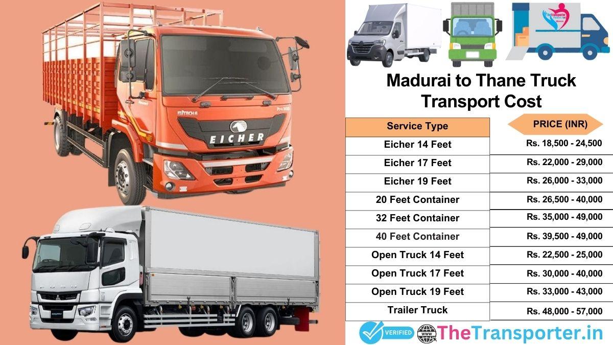Truck charges list from Madurai to Thane