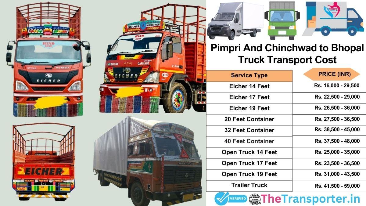 Truck charges list from Pimpri and Chinchwad to Bhopal