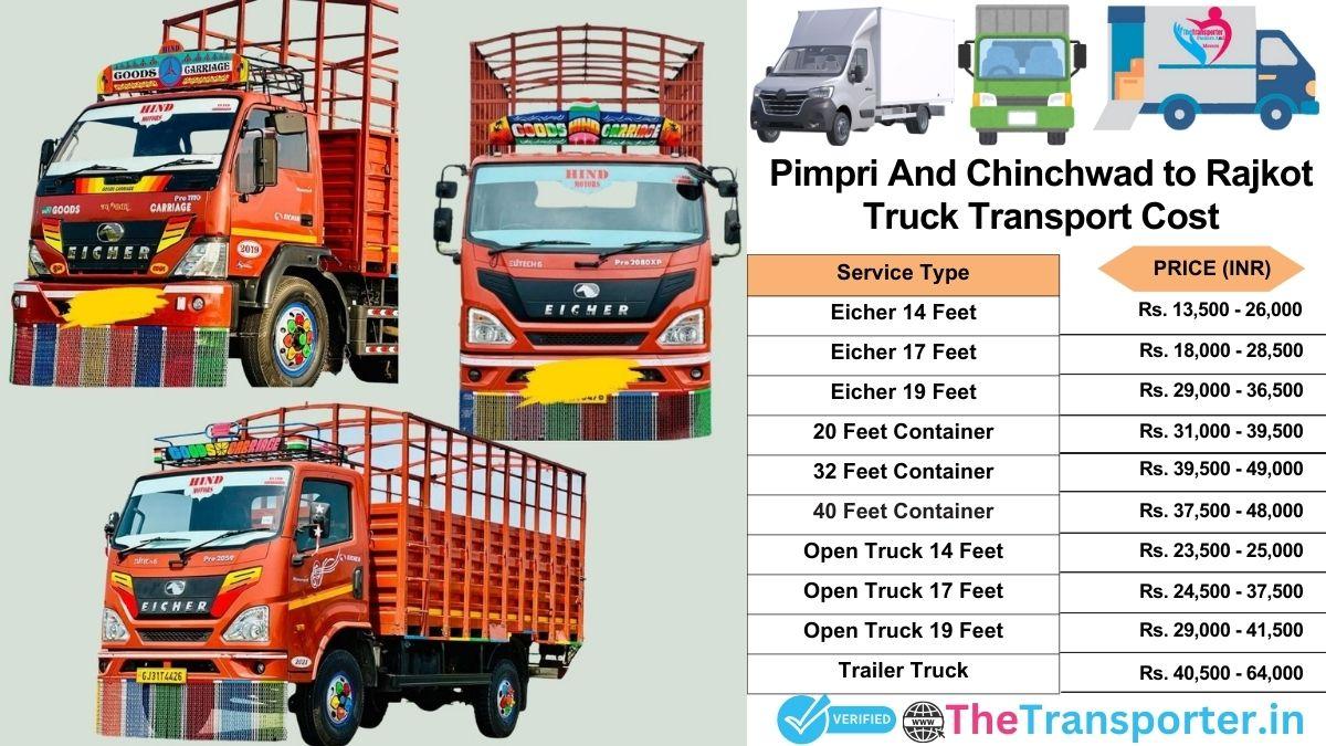 Truck charges list from Pimpri and Chinchwad to Rajkot