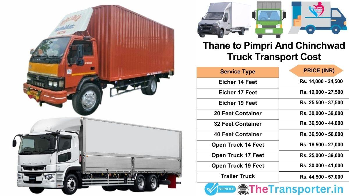 Truck charges list from Thane to Pimpri and chinchwad
