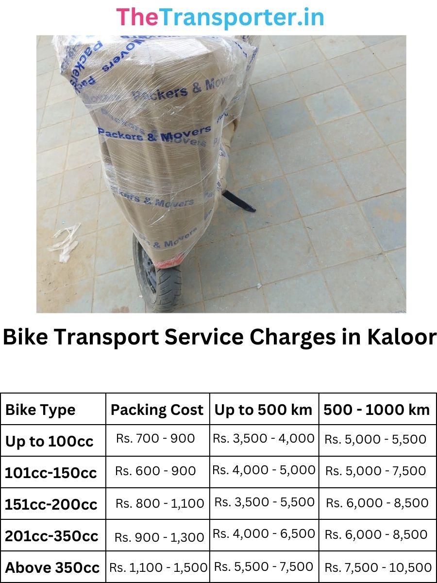 Bike Transport Service Charges in Kaloor