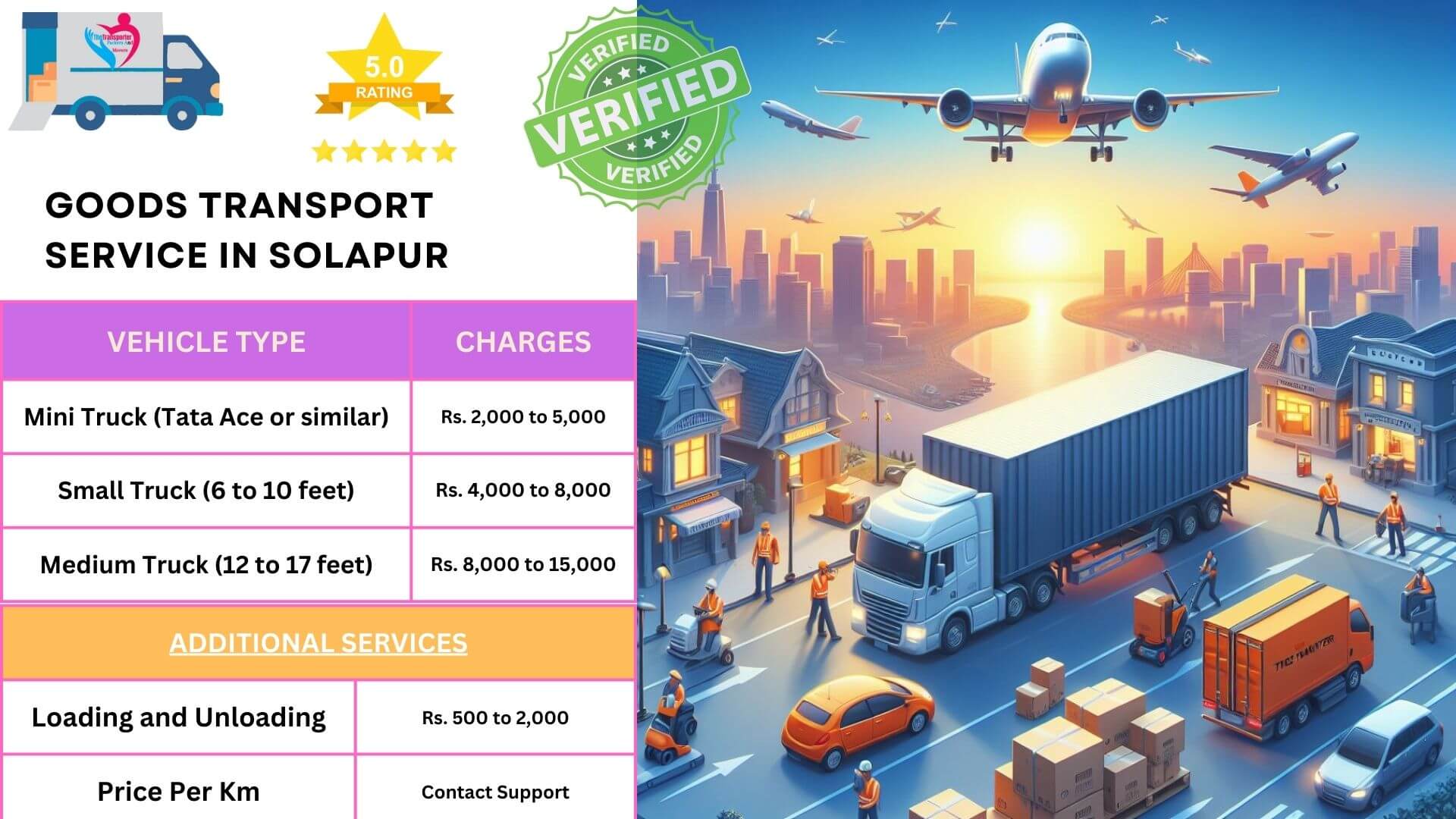 Affordable truck transport and secure luggage handling in Solapur