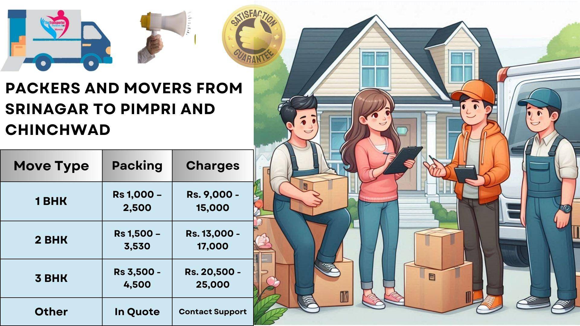 Movers and Packers rates list From Srinagar To Pimpri And Chinchwad