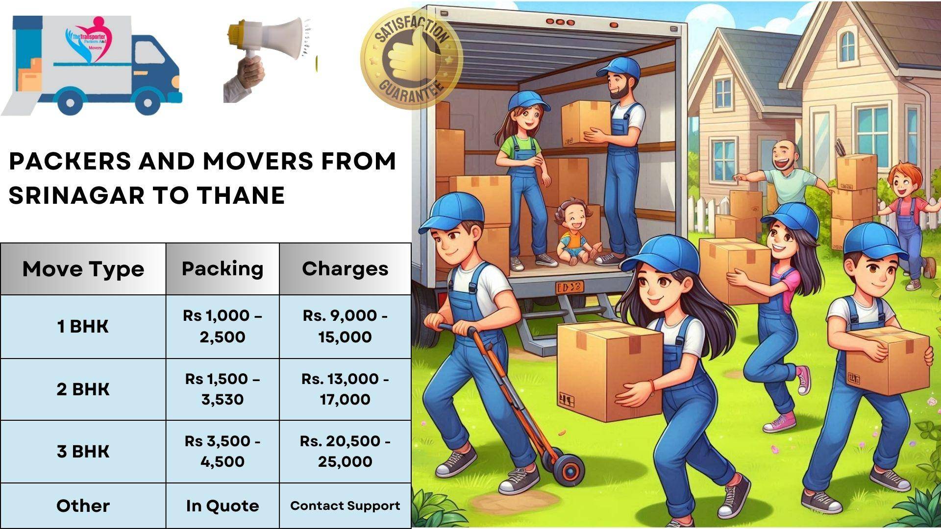 Movers and Packers rates list From Srinagar To Thane