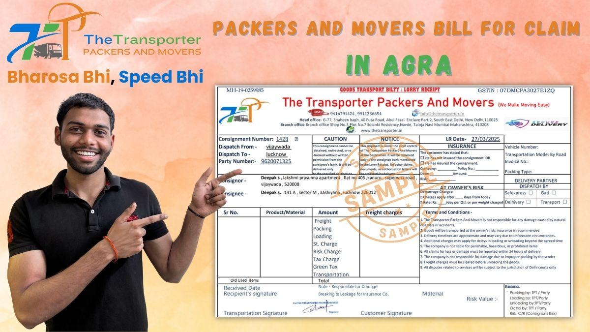 Packers and movers GST bill sample for Agra