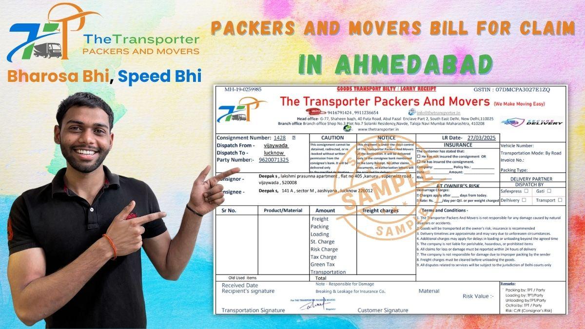Packers and movers GST bill sample for Ahmedabad
