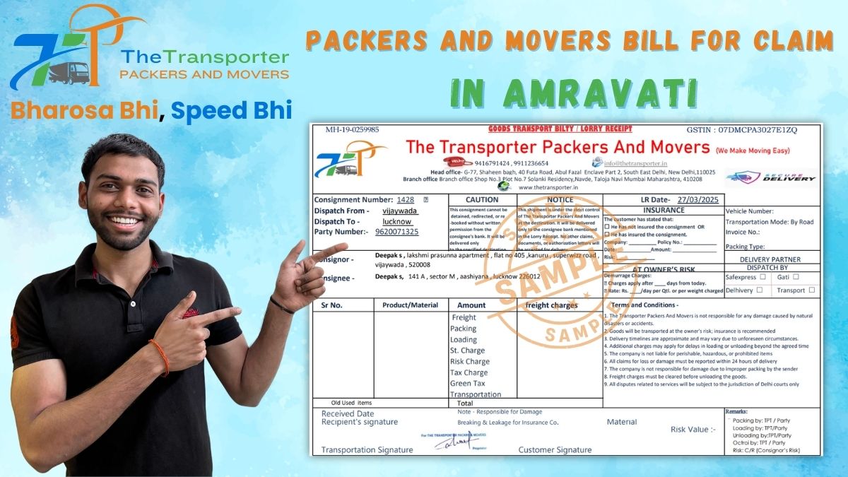 Packers and Movers Bill for Claim in Amravati