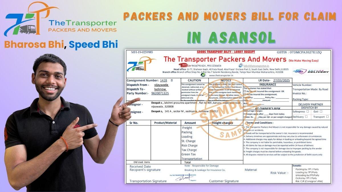 Packers and movers GST bill sample for Asansol
