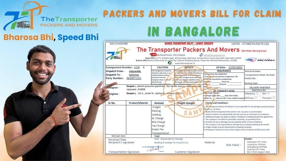 Packers and movers GST bill sample for Bangalore