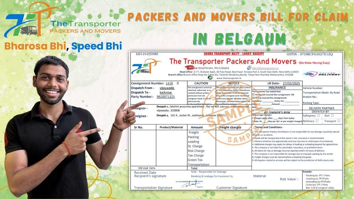 Packers and movers GST bill sample for Belgaum