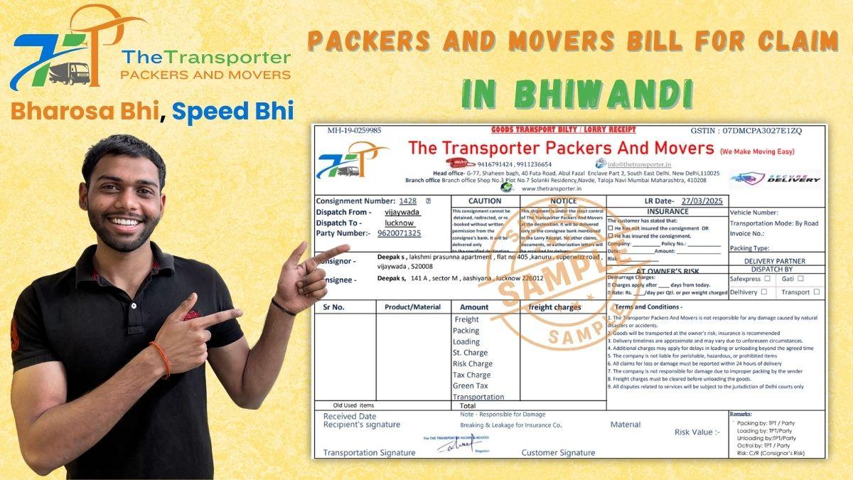 Packers and movers GST bill sample for Bhiwandi