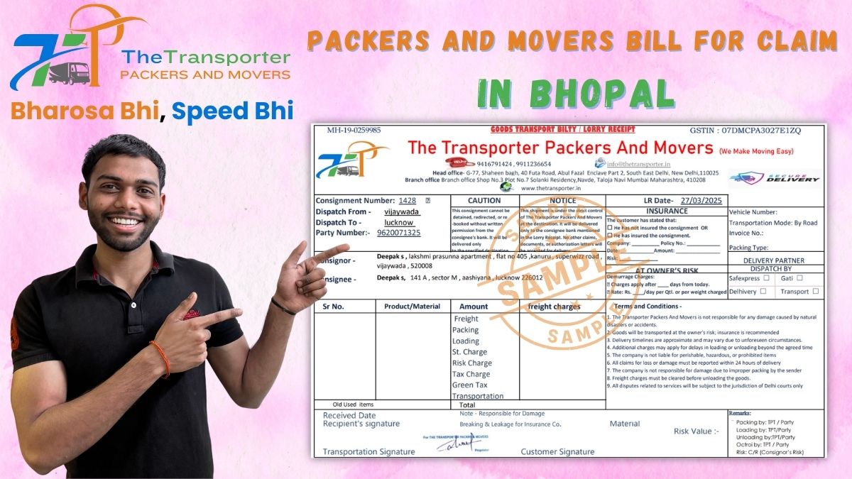 Packers and Movers Bill for Claim in Bhopal