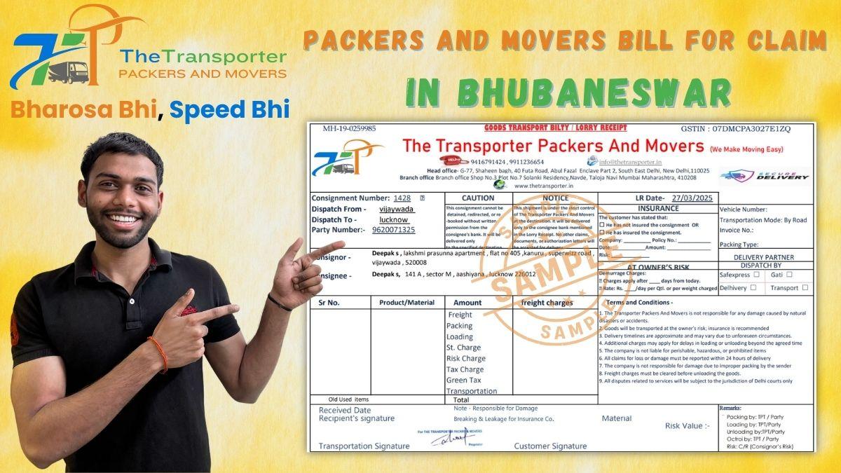 Packers and movers GST bill sample for Bhubaneswar