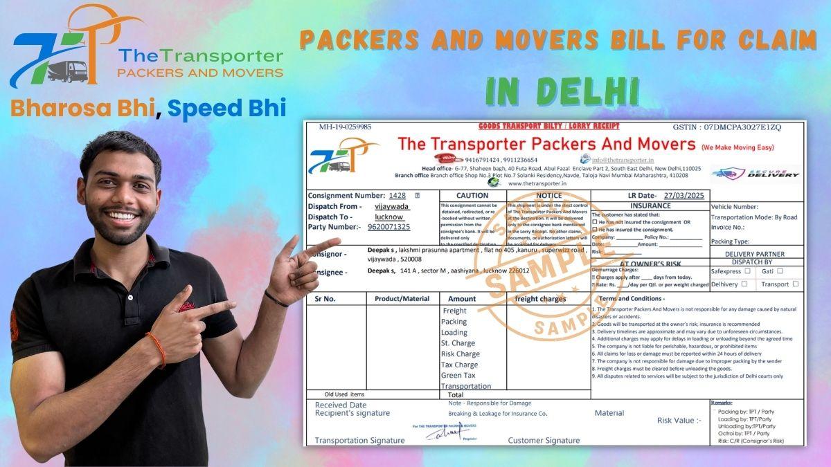 Packers and movers GST bill sample for Delhi