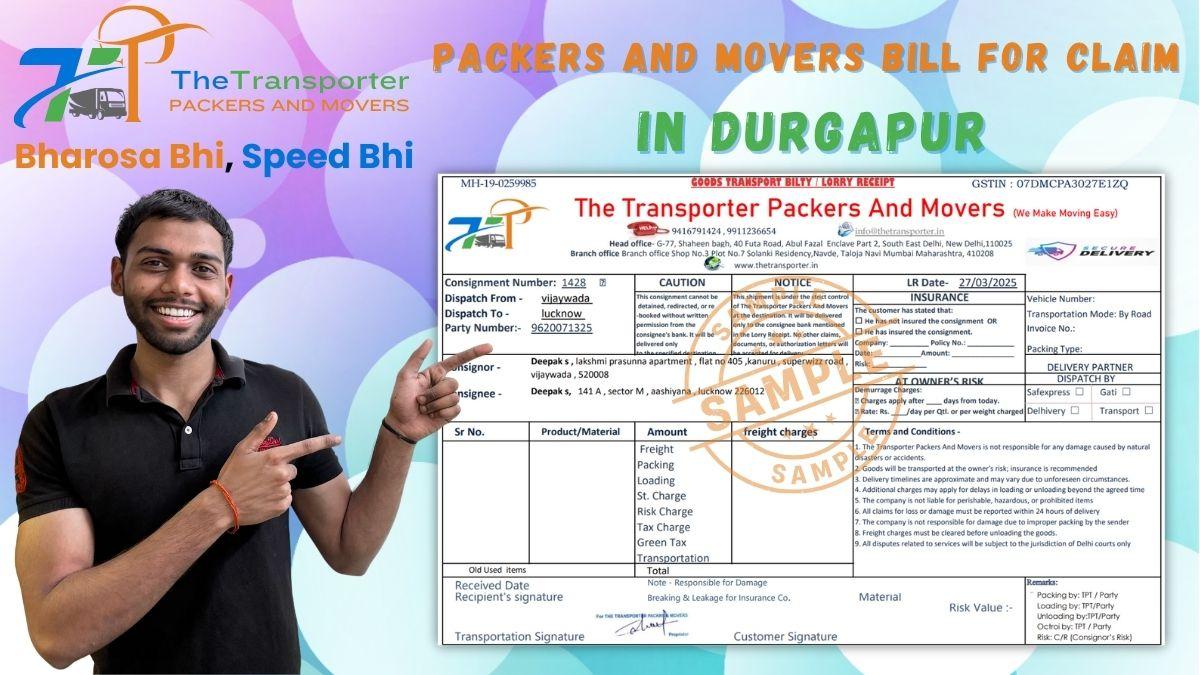 Packers and Movers Bill for Claim in Durgapur