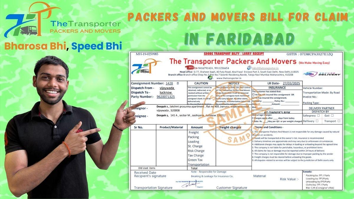 Packers and Movers Bill for Claim in Faridabad