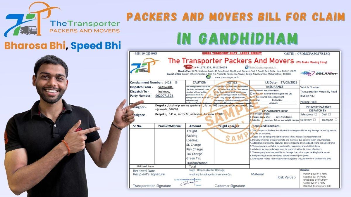 Packers and Movers Bill for Claim in Gandhidham