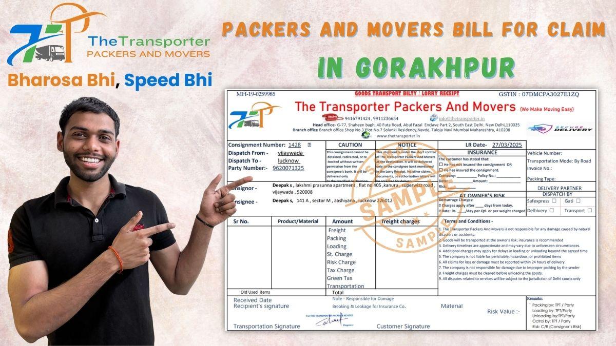 Packers and Movers Bill for Claim in Gorakhpur
