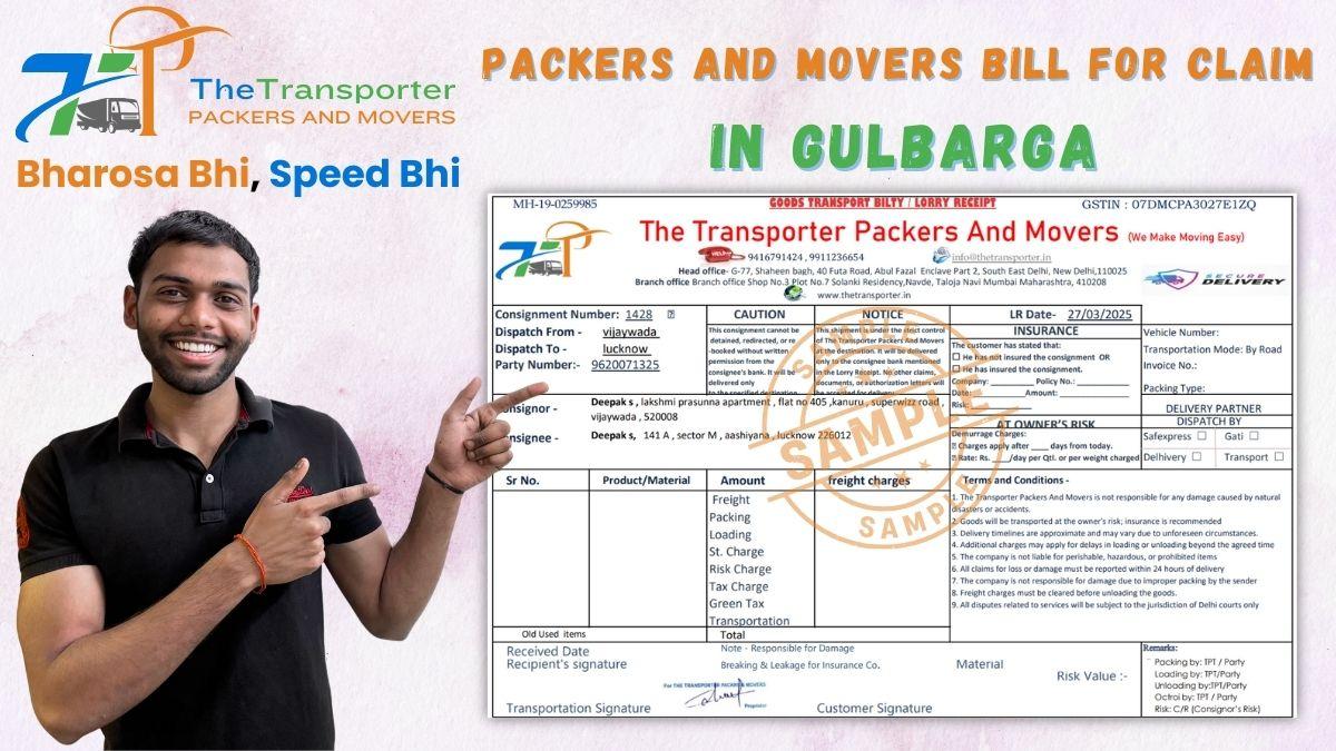 Packers and Movers Bill for Claim in Gulbarga