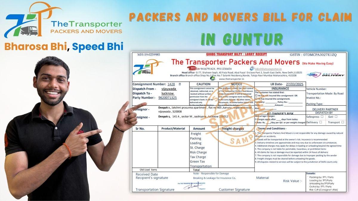 Packers and Movers Bill for Claim in Guntur