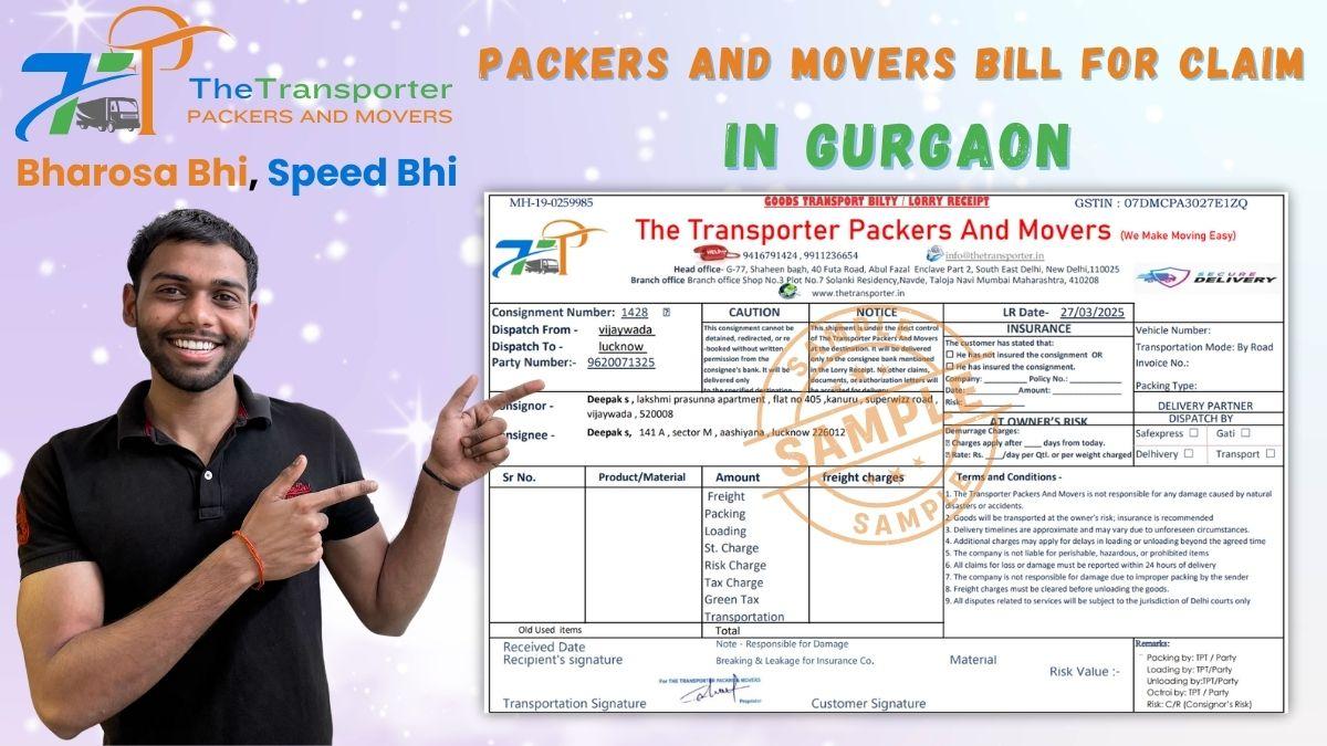 Packers and Movers Bill for Claim in Gurgaon