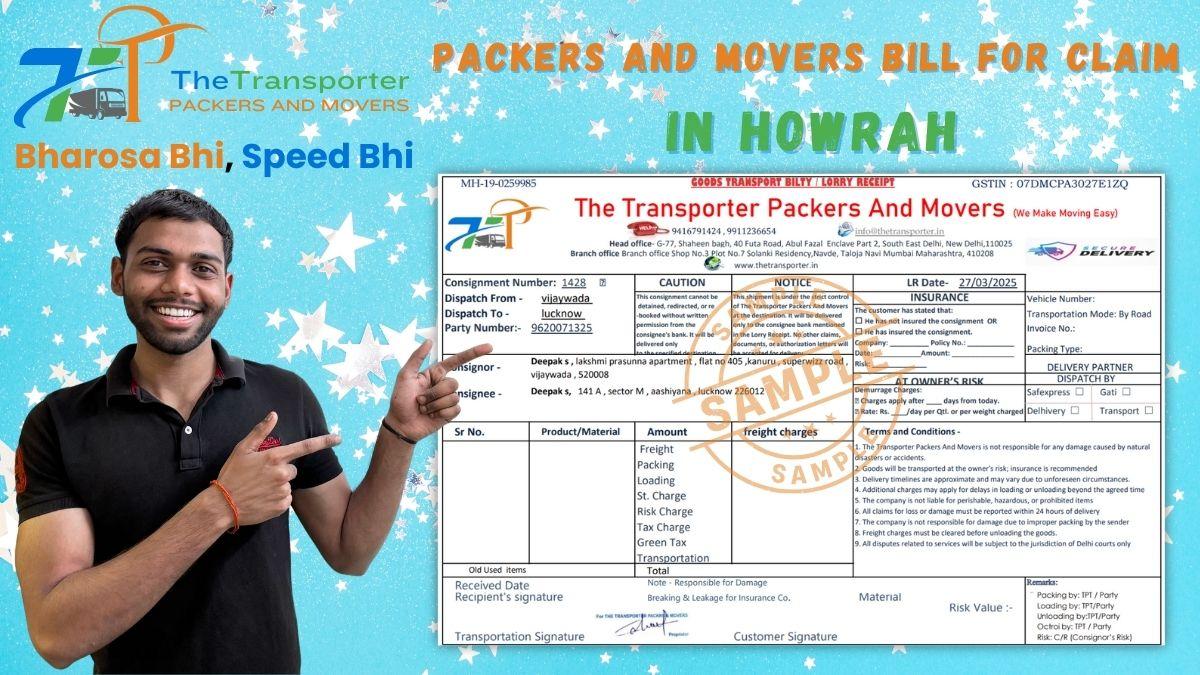 Packers and Movers Bill for Claim in Howrah