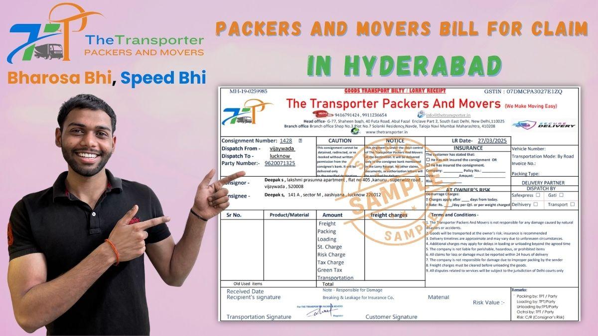 Packers and Movers Bill for Claim in Hyderabad
