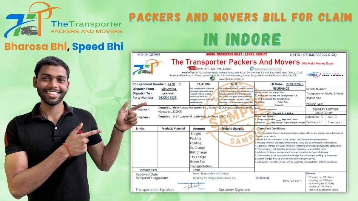 Packers and Movers Bill for Claim in Indore