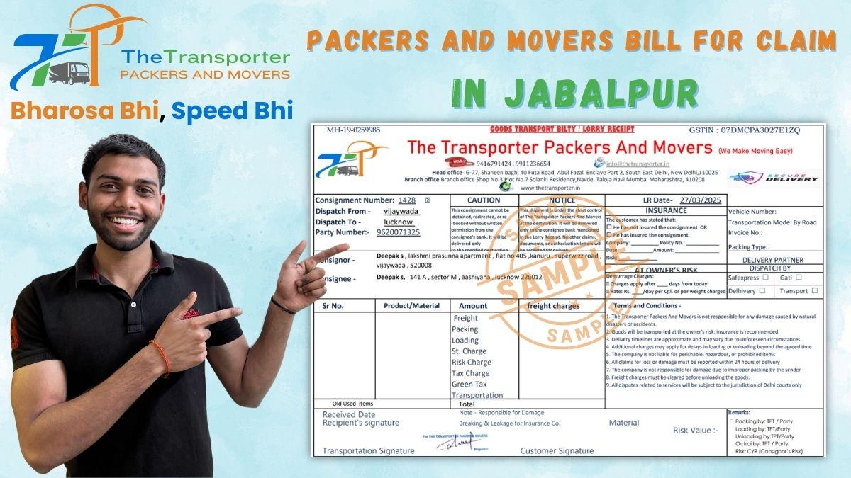 Packers and Movers Bill for Claim in Jabalpur