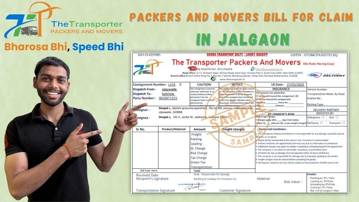Packers and Movers Bill for Claim in Jalgaon